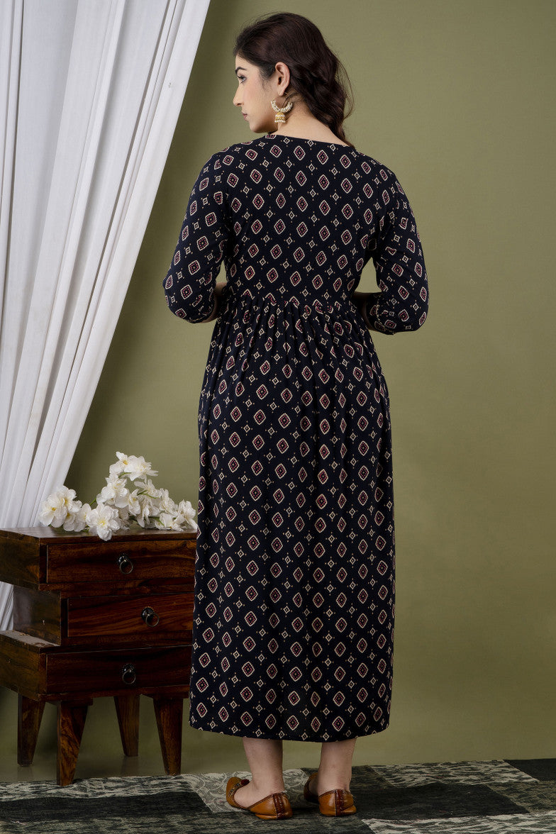 GreenDiamond™ Women Printed Pure Cotton Anarkali Kurti