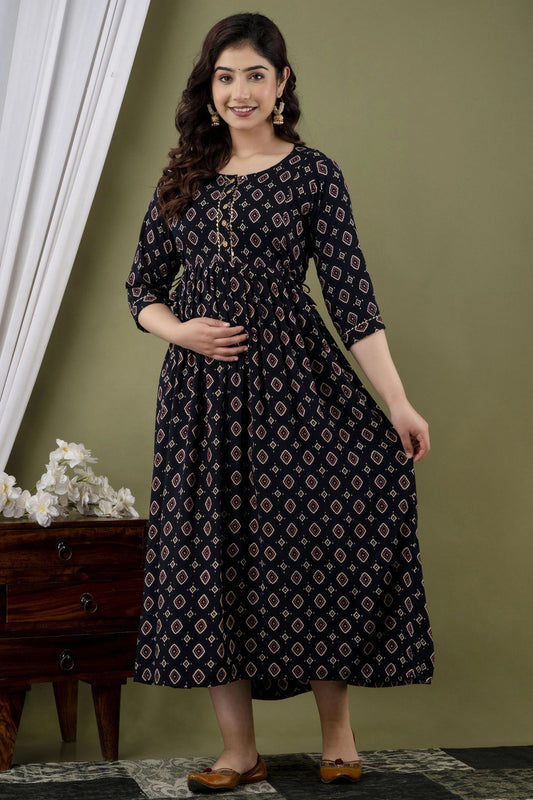 GreenDiamond™ Women Printed Pure Cotton Anarkali Kurti