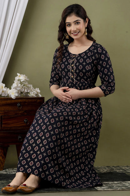 GreenDiamond™ Women Printed Pure Cotton Anarkali Kurti