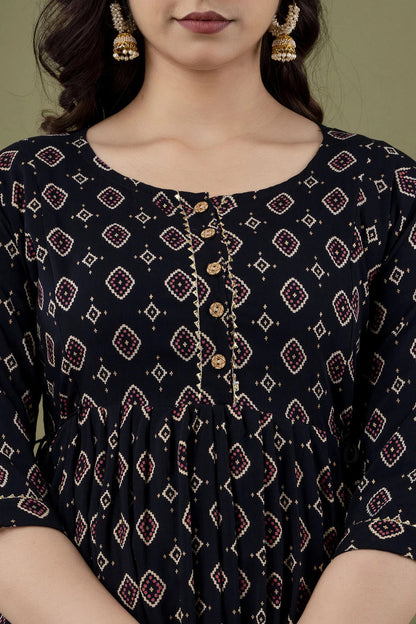 GreenDiamond™ Women Printed Pure Cotton Anarkali Kurti